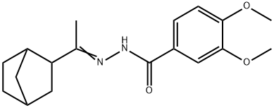 N-[(E)-1-(3-bicyclo[2.2.1]heptanyl)ethylideneamino]-3,4-dimethoxybenzamide Struktur