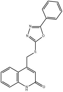 4-[(5-phenyl-1,3,4-oxadiazol-2-yl)sulfanylmethyl]-1H-quinolin-2-one Struktur