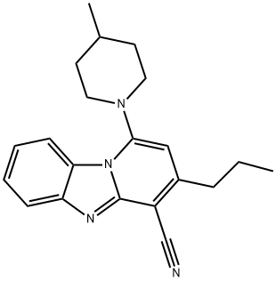 1-(4-methylpiperidin-1-yl)-3-propylpyrido[1,2-a]benzimidazole-4-carbonitrile Struktur