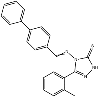 3-(2-methylphenyl)-4-[(E)-(4-phenylphenyl)methylideneamino]-1H-1,2,4-triazole-5-thione Struktur