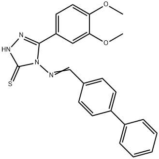 3-(3,4-dimethoxyphenyl)-4-[(E)-(4-phenylphenyl)methylideneamino]-1H-1,2,4-triazole-5-thione Struktur