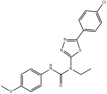 1-[5-(4-chlorophenyl)-1,3,4-thiadiazol-2-yl]-1-ethyl-3-(4-methoxyphenyl)urea Struktur