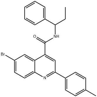 6-bromo-2-(4-methylphenyl)-N-(1-phenylpropyl)quinoline-4-carboxamide Struktur