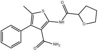 N-(3-carbamoyl-5-methyl-4-phenylthiophen-2-yl)oxolane-2-carboxamide Struktur