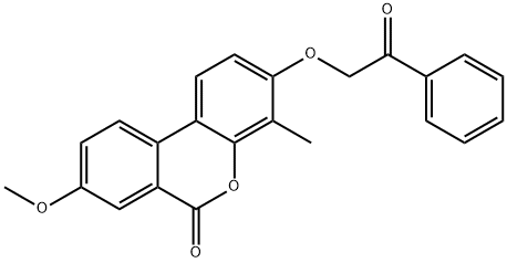 8-methoxy-4-methyl-3-phenacyloxybenzo[c]chromen-6-one Struktur