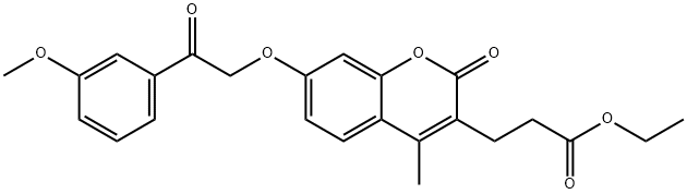 ethyl 3-[7-[2-(3-methoxyphenyl)-2-oxoethoxy]-4-methyl-2-oxochromen-3-yl]propanoate Struktur