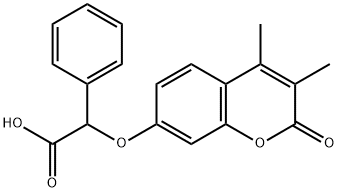 2-(3,4-dimethyl-2-oxochromen-7-yl)oxy-2-phenylacetic acid Struktur