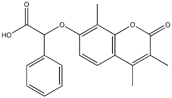 2-phenyl-2-(3,4,8-trimethyl-2-oxochromen-7-yl)oxyacetic acid Struktur