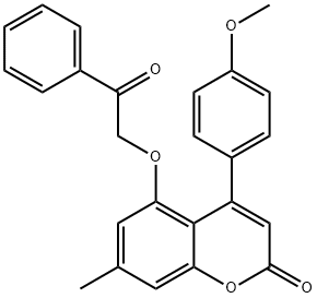 4-(4-methoxyphenyl)-7-methyl-5-phenacyloxychromen-2-one Struktur