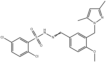 2,5-dichloro-N-[(Z)-[3-[(3,5-dimethylpyrazol-1-yl)methyl]-4-methoxyphenyl]methylideneamino]benzenesulfonamide Struktur