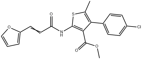 methyl 4-(4-chlorophenyl)-2-[[(E)-3-(furan-2-yl)prop-2-enoyl]amino]-5-methylthiophene-3-carboxylate Struktur