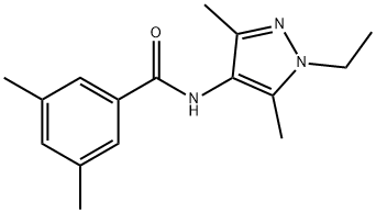 N-(1-ethyl-3,5-dimethylpyrazol-4-yl)-3,5-dimethylbenzamide Struktur