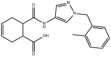 6-[[1-[(2-methylphenyl)methyl]pyrazol-4-yl]carbamoyl]cyclohex-3-ene-1-carboxylic acid Struktur