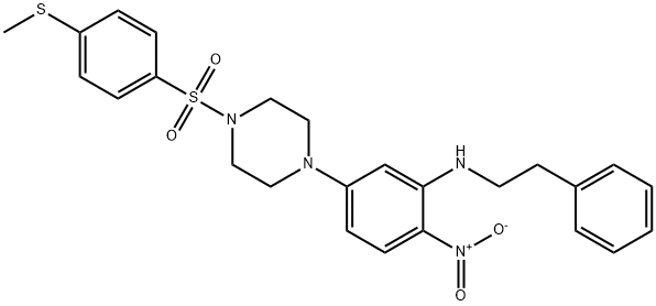 5-[4-(4-methylsulfanylphenyl)sulfonylpiperazin-1-yl]-2-nitro-N-(2-phenylethyl)aniline Struktur