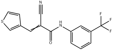 (E)-2-cyano-3-thiophen-3-yl-N-[3-(trifluoromethyl)phenyl]prop-2-enamide Struktur