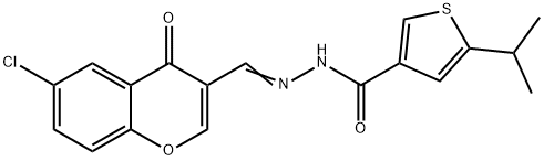 N-[(E)-(6-chloro-4-oxochromen-3-yl)methylideneamino]-5-propan-2-ylthiophene-3-carboxamide Struktur