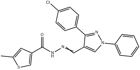 N-[(E)-[3-(4-chlorophenyl)-1-phenylpyrazol-4-yl]methylideneamino]-5-methylthiophene-3-carboxamide Struktur