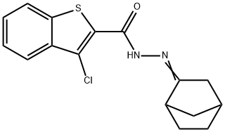 N-[(E)-3-bicyclo[2.2.1]heptanylideneamino]-3-chloro-1-benzothiophene-2-carboxamide Struktur