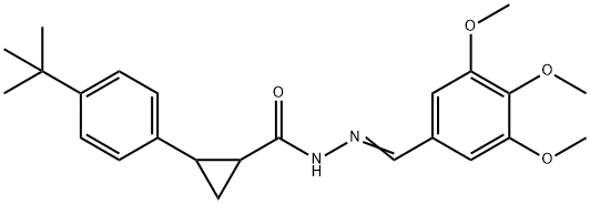 2-(4-tert-butylphenyl)-N-[(E)-(3,4,5-trimethoxyphenyl)methylideneamino]cyclopropane-1-carboxamide Struktur