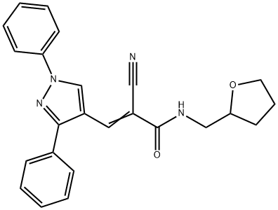 (Z)-2-cyano-3-(1,3-diphenylpyrazol-4-yl)-N-(oxolan-2-ylmethyl)prop-2-enamide Struktur