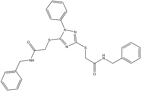 N-benzyl-2-[[5-[2-(benzylamino)-2-oxoethyl]sulfanyl-1-phenyl-1,2,4-triazol-3-yl]sulfanyl]acetamide Struktur