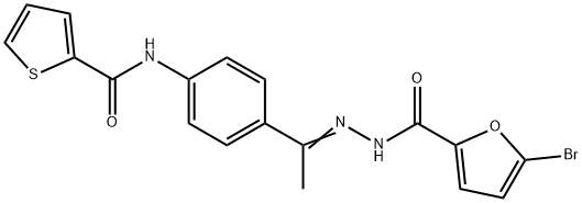 5-bromo-N-[(E)-1-[4-(thiophene-2-carbonylamino)phenyl]ethylideneamino]furan-2-carboxamide Struktur