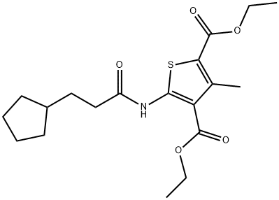 diethyl 5-(3-cyclopentylpropanoylamino)-3-methylthiophene-2,4-dicarboxylate Struktur