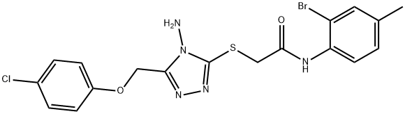 2-[[4-amino-5-[(4-chlorophenoxy)methyl]-1,2,4-triazol-3-yl]sulfanyl]-N-(2-bromo-4-methylphenyl)acetamide Struktur