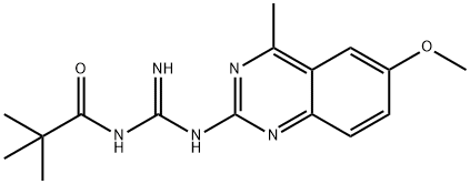 N-[amino-[(6-methoxy-4-methylquinazolin-2-yl)amino]methylidene]-2,2-dimethylpropanamide Struktur