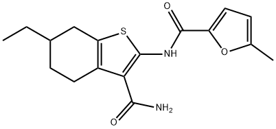 N-(3-carbamoyl-6-ethyl-4,5,6,7-tetrahydro-1-benzothiophen-2-yl)-5-methylfuran-2-carboxamide Struktur