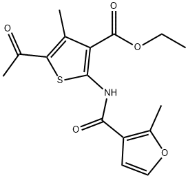 ethyl 5-acetyl-4-methyl-2-[(2-methylfuran-3-carbonyl)amino]thiophene-3-carboxylate Struktur