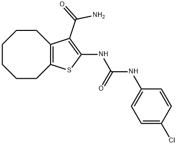 2-[(4-chlorophenyl)carbamoylamino]-4,5,6,7,8,9-hexahydrocycloocta[b]thiophene-3-carboxamide Struktur