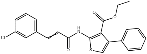 ethyl 2-[[(E)-3-(3-chlorophenyl)prop-2-enoyl]amino]-4-phenylthiophene-3-carboxylate Struktur