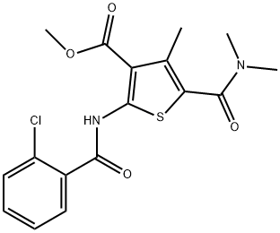 methyl 2-[(2-chlorobenzoyl)amino]-5-(dimethylcarbamoyl)-4-methylthiophene-3-carboxylate Struktur