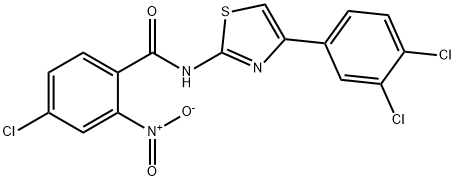 4-chloro-N-[4-(3,4-dichlorophenyl)-1,3-thiazol-2-yl]-2-nitrobenzamide Struktur