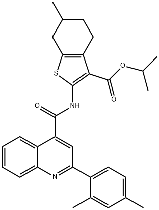 propan-2-yl 2-[[2-(2,4-dimethylphenyl)quinoline-4-carbonyl]amino]-6-methyl-4,5,6,7-tetrahydro-1-benzothiophene-3-carboxylate Struktur