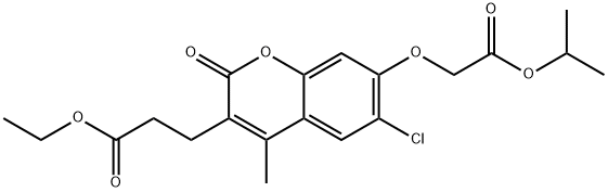 ethyl 3-[6-chloro-4-methyl-2-oxo-7-(2-oxo-2-propan-2-yloxyethoxy)chromen-3-yl]propanoate Struktur