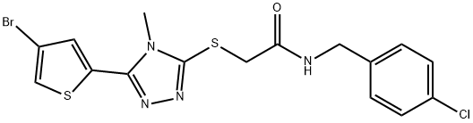 2-[[5-(4-bromothiophen-2-yl)-4-methyl-1,2,4-triazol-3-yl]sulfanyl]-N-[(4-chlorophenyl)methyl]acetamide Struktur