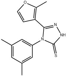 4-(3,5-dimethylphenyl)-3-(2-methylfuran-3-yl)-1H-1,2,4-triazole-5-thione Struktur