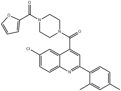 [4-[6-chloro-2-(2,4-dimethylphenyl)quinoline-4-carbonyl]piperazin-1-yl]-(furan-2-yl)methanone Struktur