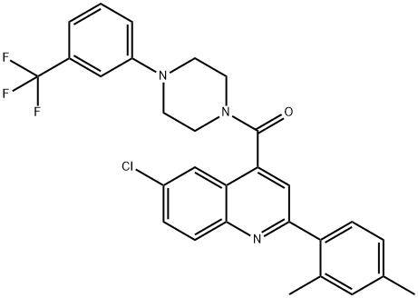 [6-chloro-2-(2,4-dimethylphenyl)quinolin-4-yl]-[4-[3-(trifluoromethyl)phenyl]piperazin-1-yl]methanone Struktur