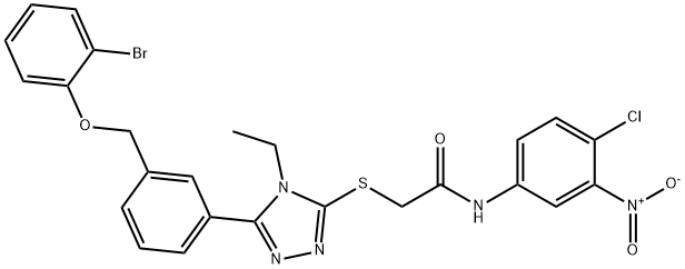 2-[[5-[3-[(2-bromophenoxy)methyl]phenyl]-4-ethyl-1,2,4-triazol-3-yl]sulfanyl]-N-(4-chloro-3-nitrophenyl)acetamide Struktur