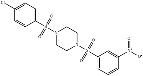 1-(4-chlorophenyl)sulfonyl-4-(3-nitrophenyl)sulfonylpiperazine Struktur