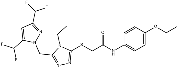 2-[[5-[[3,5-bis(difluoromethyl)pyrazol-1-yl]methyl]-4-ethyl-1,2,4-triazol-3-yl]sulfanyl]-N-(4-ethoxyphenyl)acetamide Struktur