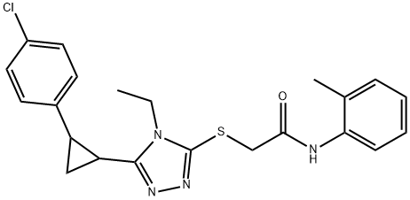 2-[[5-[2-(4-chlorophenyl)cyclopropyl]-4-ethyl-1,2,4-triazol-3-yl]sulfanyl]-N-(2-methylphenyl)acetamide Struktur