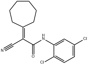 2-cyano-2-cycloheptylidene-N-(2,5-dichlorophenyl)acetamide Struktur