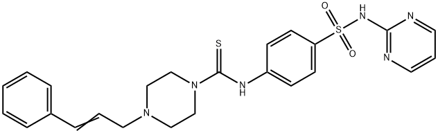 4-[(E)-3-phenylprop-2-enyl]-N-[4-(pyrimidin-2-ylsulfamoyl)phenyl]piperazine-1-carbothioamide Struktur