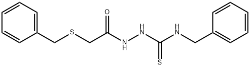 1-benzyl-3-[(2-benzylsulfanylacetyl)amino]thiourea Struktur