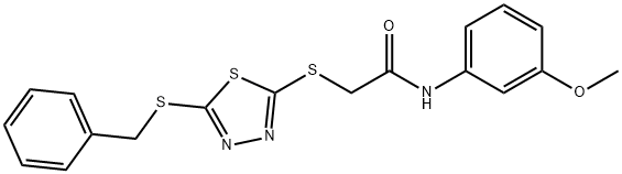 2-[(5-benzylsulfanyl-1,3,4-thiadiazol-2-yl)sulfanyl]-N-(3-methoxyphenyl)acetamide Struktur