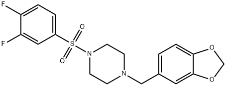 1-(1,3-benzodioxol-5-ylmethyl)-4-(3,4-difluorophenyl)sulfonylpiperazine Struktur